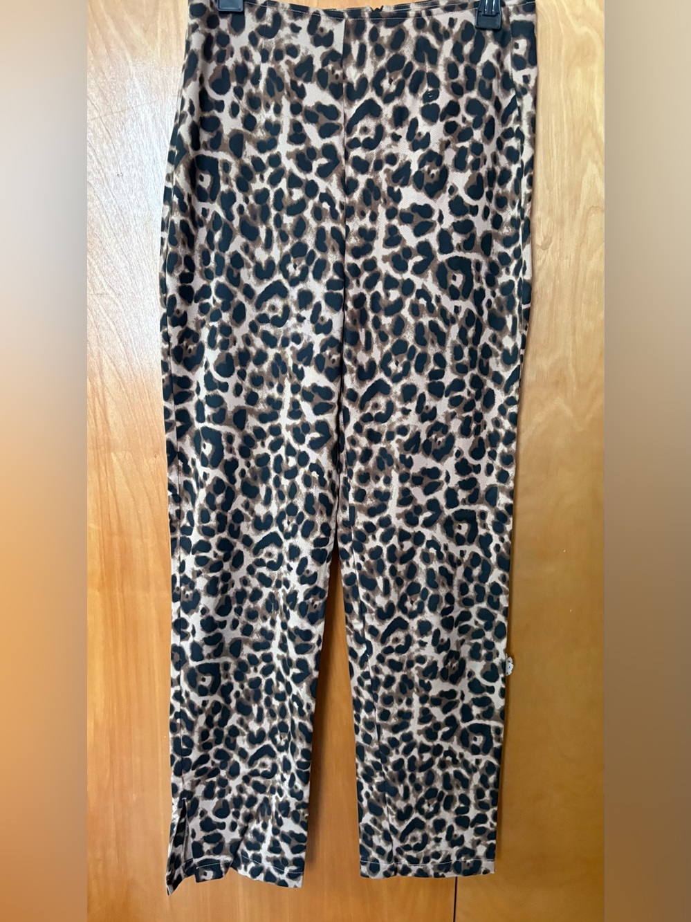 Reformation Sera High Rise Leopard Print Straight Leg Slit Hem Pants Sz 8